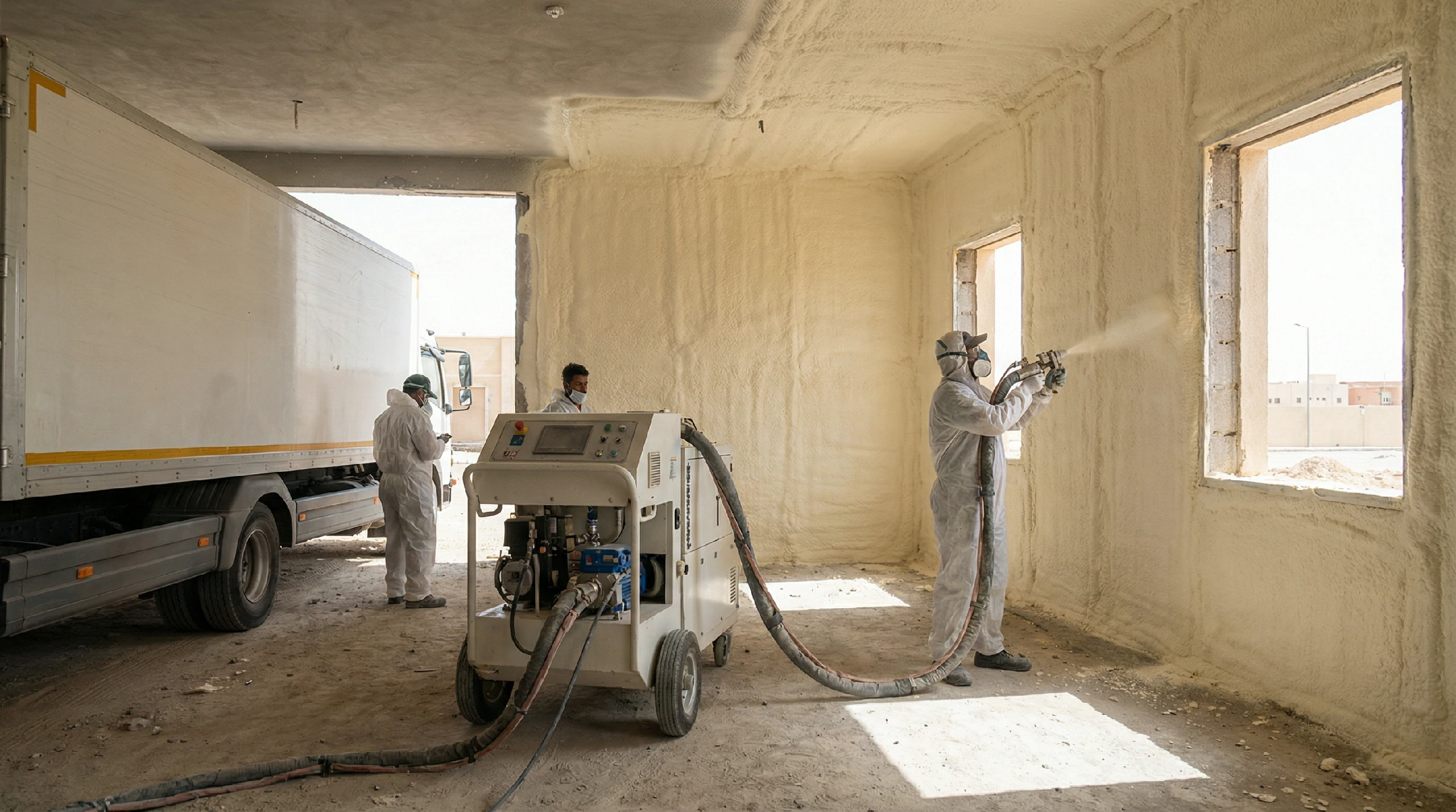 رش العزل من خلال شركة عزل فوم بالدمام بأحدث الماكينات